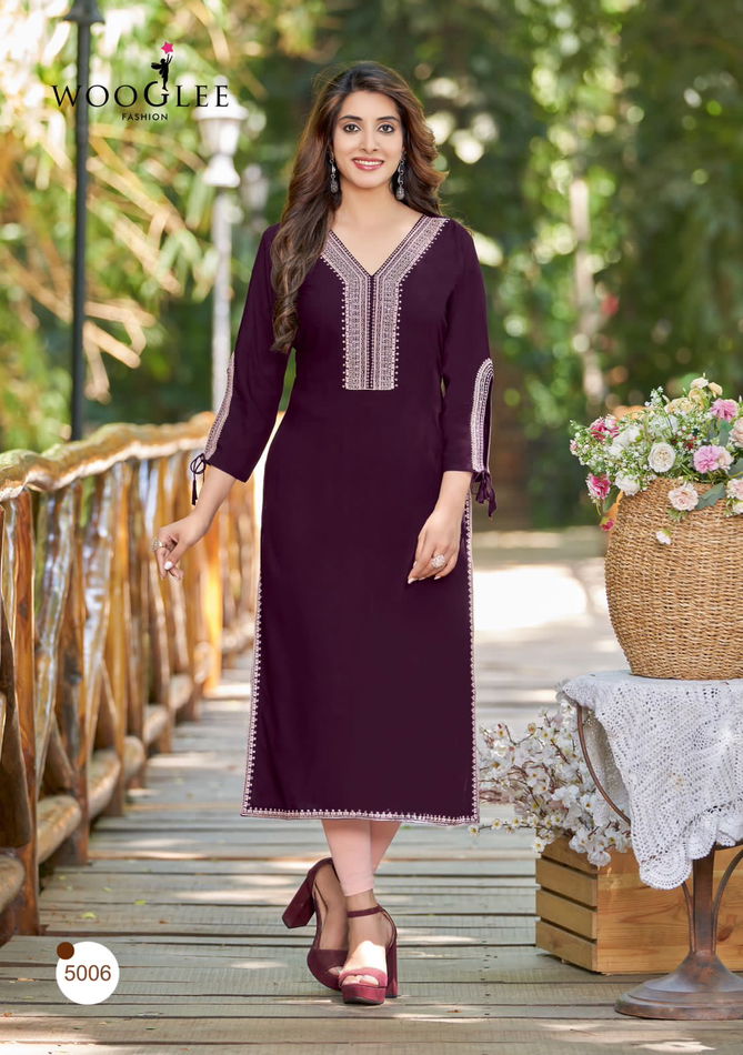 Wooglee Shloka Designer Embroidery Kurtis Catalog